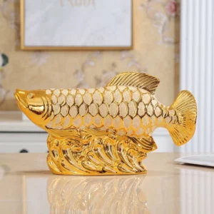 303d9b7e22ef33d215c3dd3c66c11f44.webp Ceramic Golden Arowana Feng Shui Ornament