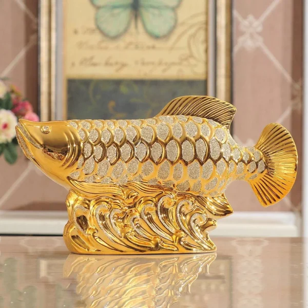 b0630b7e1c4243f5cfd506b4dcfa0f22.webp Ceramic Golden Arowana Feng Shui Ornament