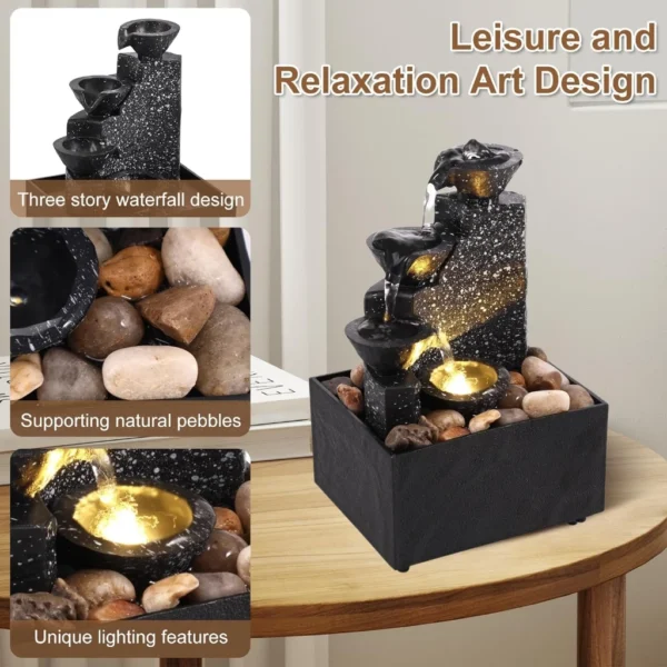USB Desktop Water Fountain LED Light L11cm W9cm H17cm