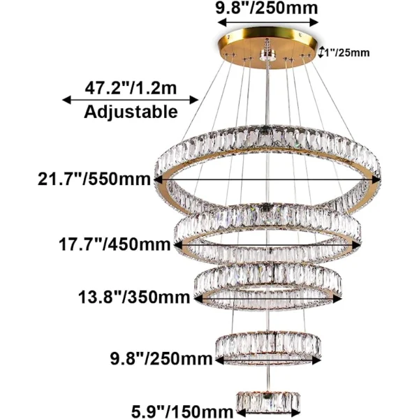 Modern LED Crystal Chandelier L55cm W55cm H120cm