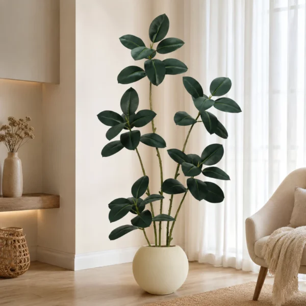 Artificial Rubber Plant Tree with Pot