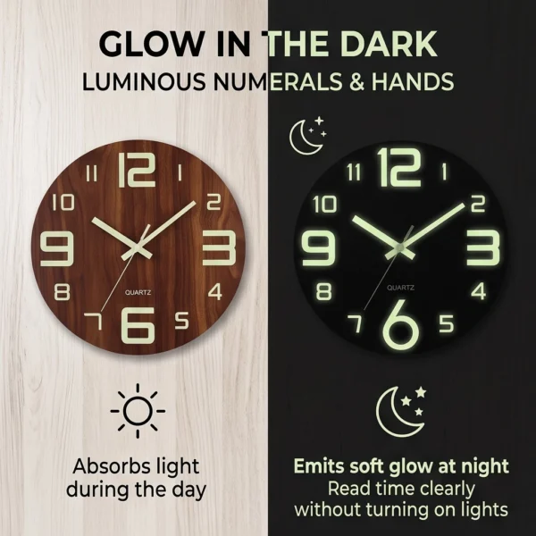 Glow In The Dark Wall Clock 30cm
