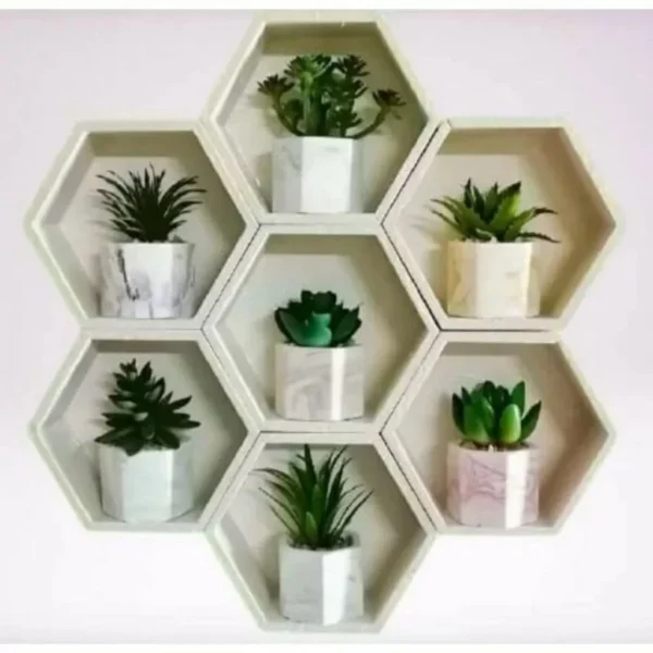 my-11134207-820lc-mkgpc84c3cw301.webp Hexagon Wooden Wall Shelf L14cm W5cm H12cm