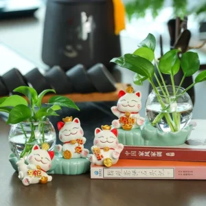 Lucky Cat Hydroponic Vase Ornament