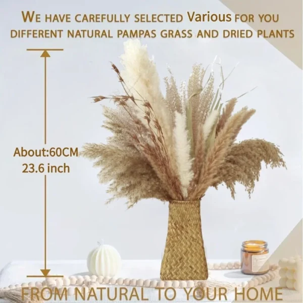 Dried Pampas Bouquet Woven Vase H60cm