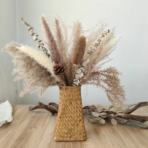 Dried Pampas Bouquet Woven Vase H60cm