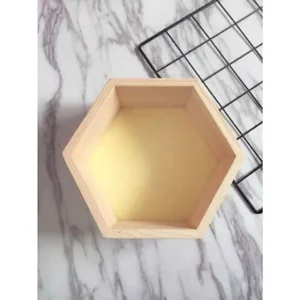 Hexagon Wooden Wall Shelf L14cm W5cm H12cm